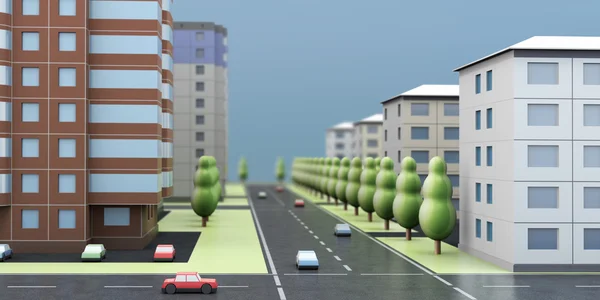 Rendu 3D d'une rue de la ville — Photo