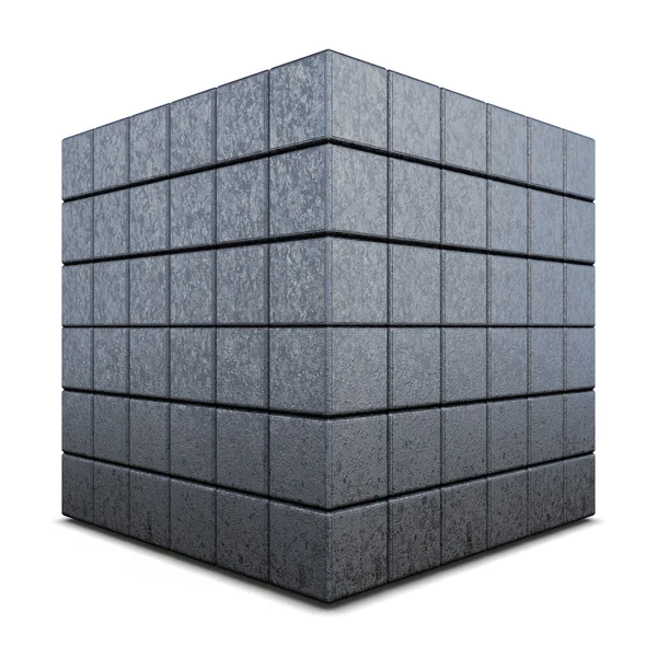 Cubo 3D gris oscuro aislado sobre un blanco — Foto de Stock
