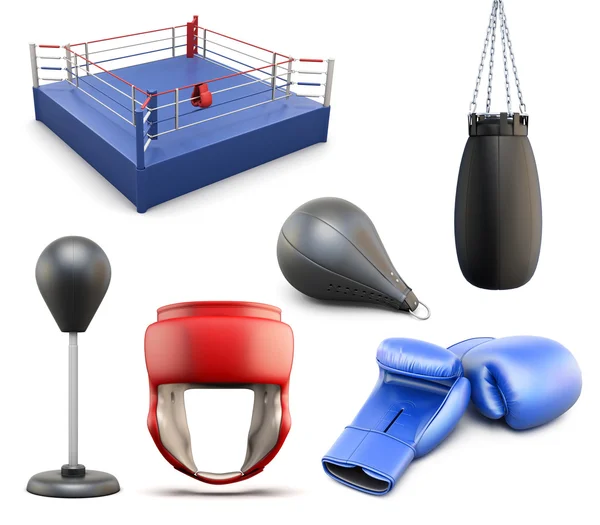 Conjunto de Boxeo. Ilustración 3D sobre fondo blanco — Foto de Stock