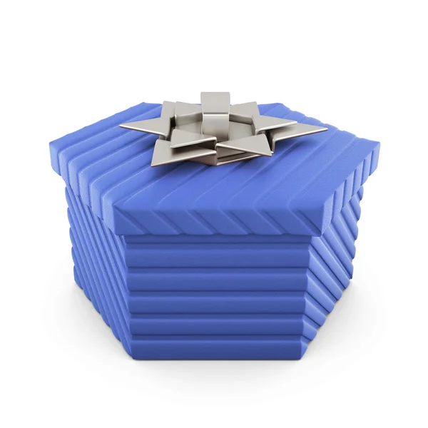 孤立在白色背景上的蓝色礼品盒。3d 渲染. — 图库照片