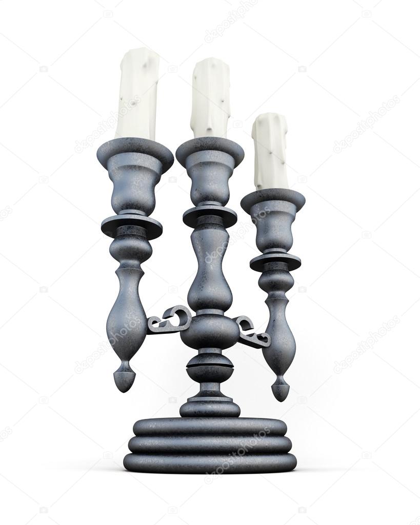 Candlestick on white background. 3d rendering