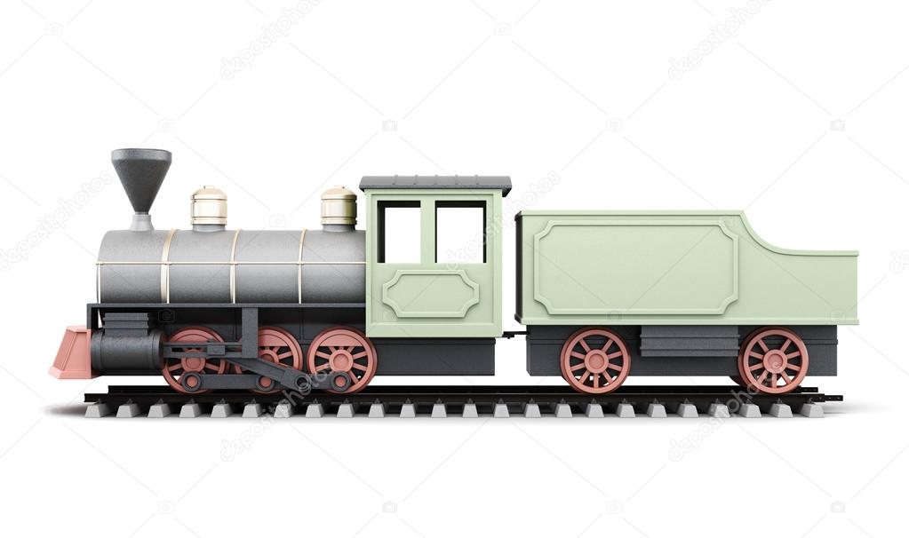 Trem de brinquedo isolado no fundo branco ilustração 3d render