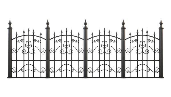 Tepaného železa plot izolovaných na bílém pozadí. 3D vykreslování — Stock fotografie