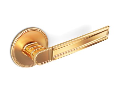 Beyaz arka plan üzerinde izole metal kapı kolu. 3D render