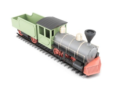 Beyaz arka plan üzerinde izole 3d eski tren.