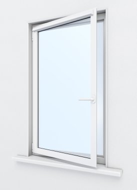 Beyaz kutu, tür bir açıyla açın. 3D render