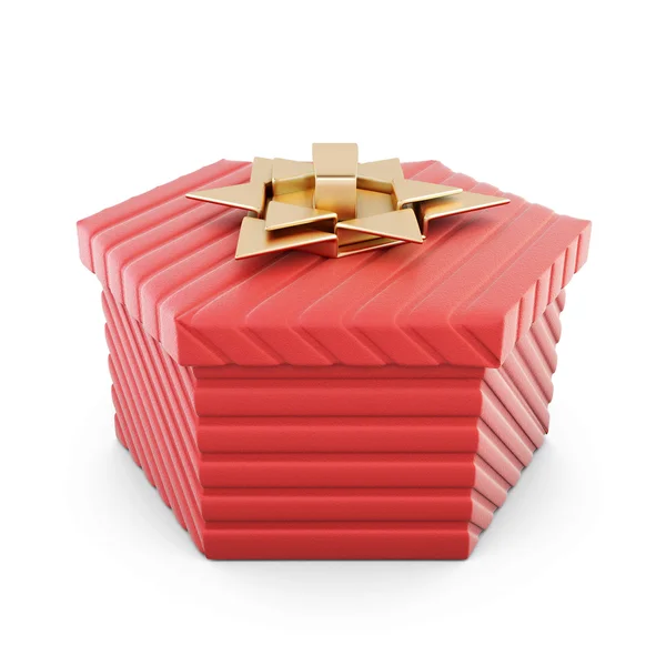 Scatola regalo rossa isolata su sfondo bianco. Immagine di rendering 3d . — Foto Stock