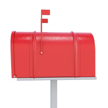 Profil beyaz zemin üzerine kırmızı posta kutusu. 3D render