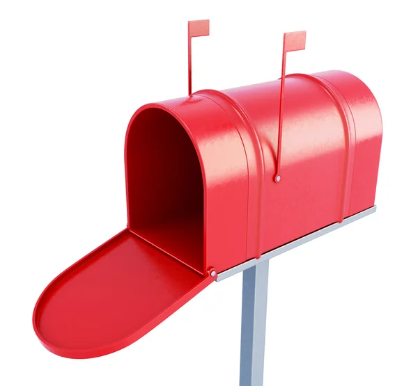 Caixa de correio na frente em um fundo branco. Renderização 3d — Fotografia de Stock