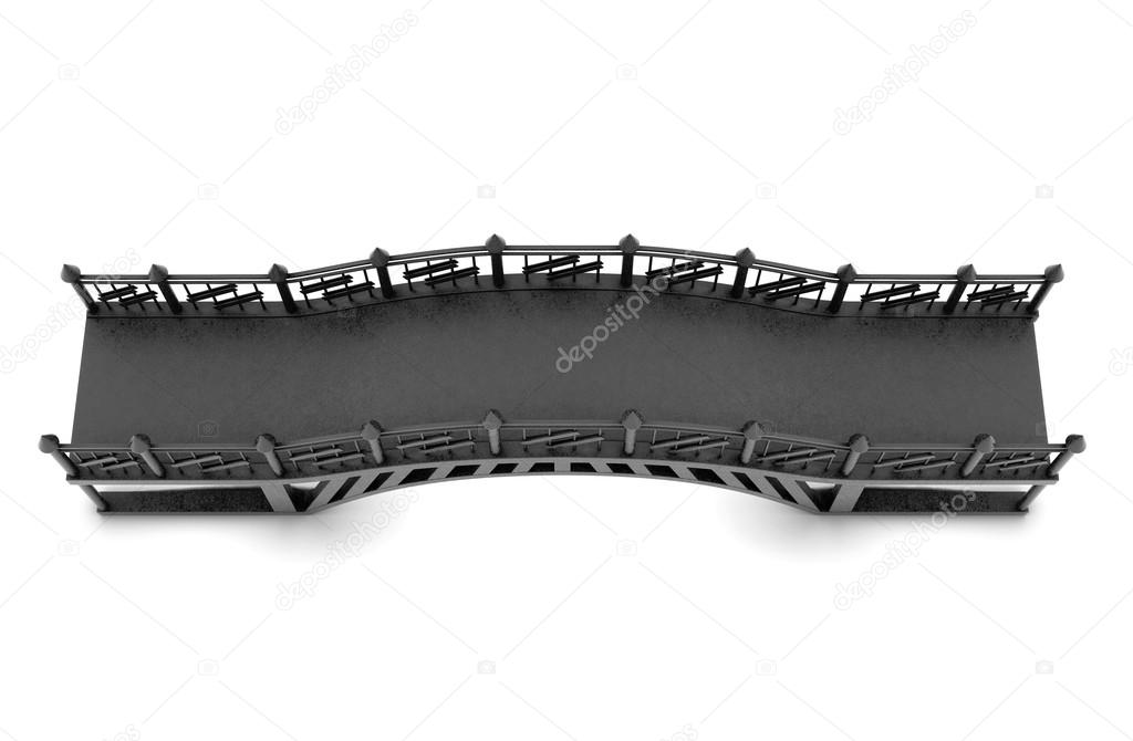 Top view of the iron bridge on a white background.  3d rendering