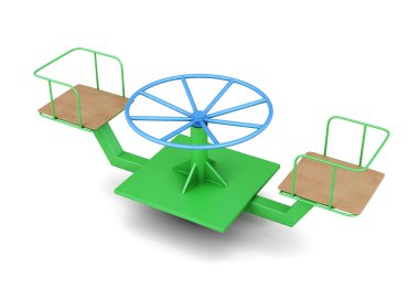 Beyaz arka plan üzerinde çocuk atlıkarınca. 3D render