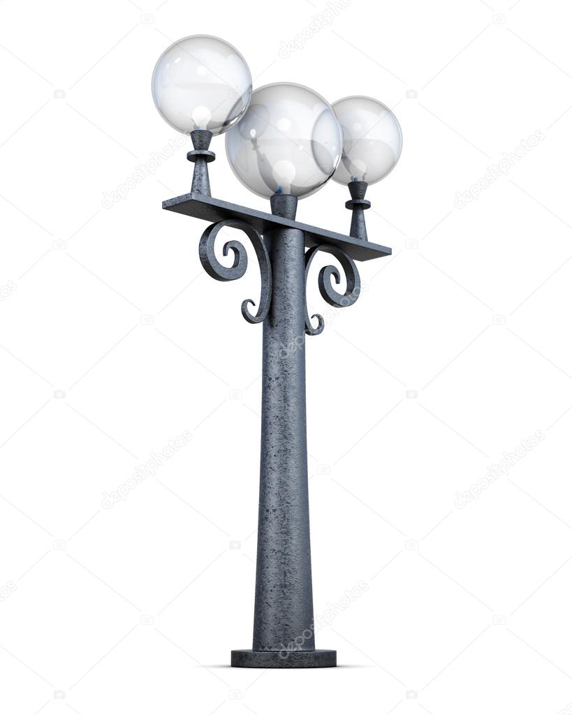 Round street lamp isolated on white background. 3d rendering