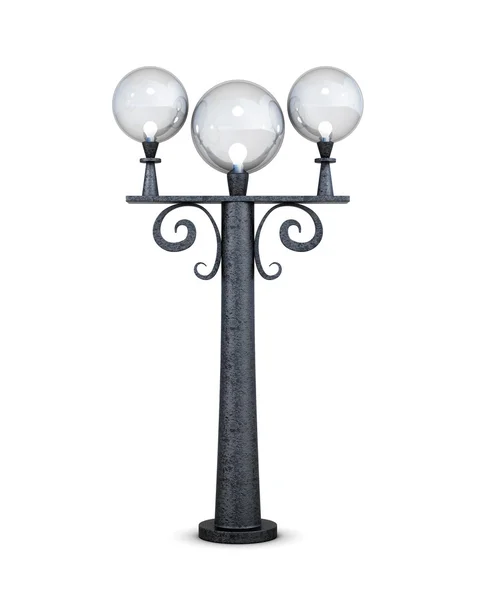 Lampada da strada rotonda su sfondo bianco. rendering 3d . — Foto Stock