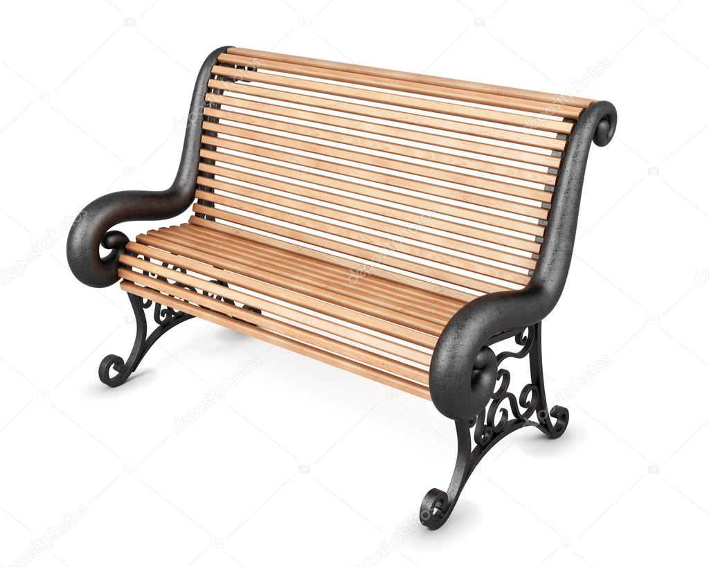 Park bench isolated on white background. 3d rendering
