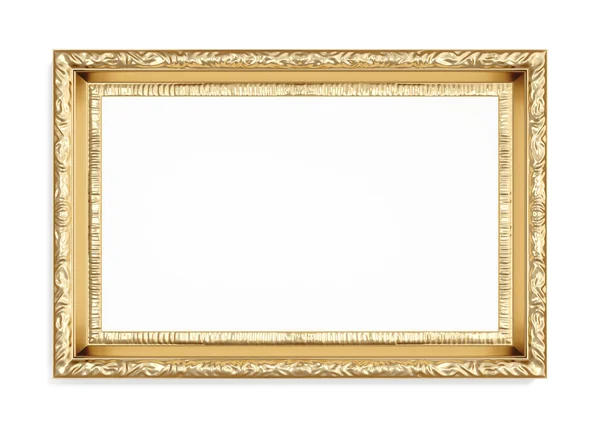 Marco de imagen tallado en oro aislado sobre fondo blanco. renderizado 3d —  Fotos de Stock