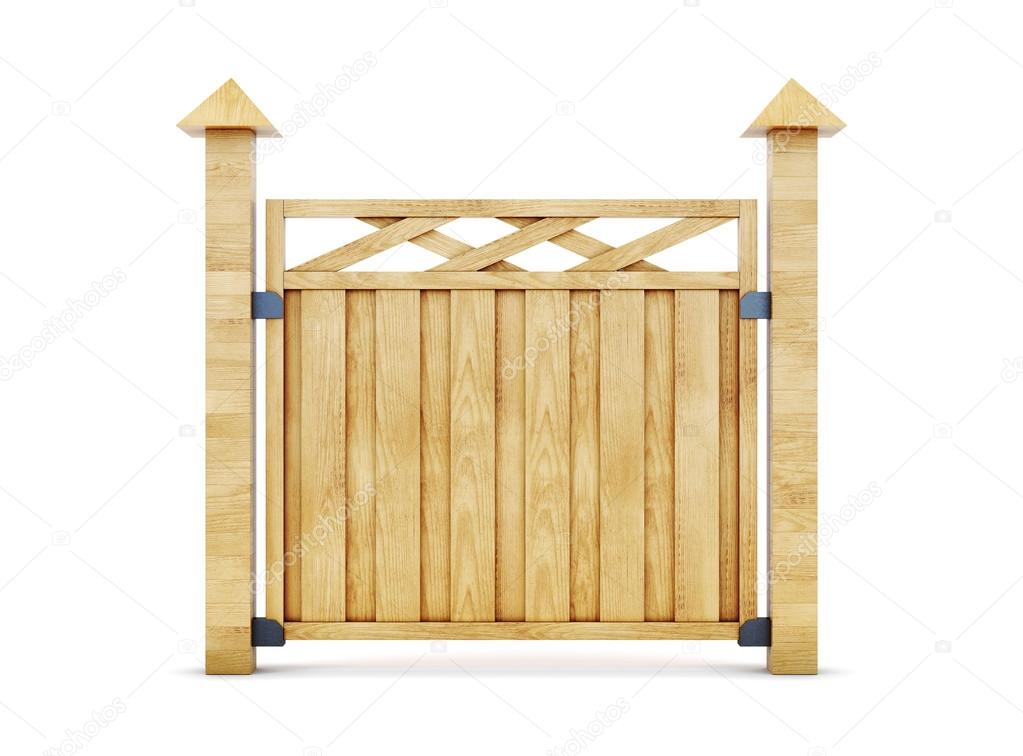 Wooden fence isolated on white background. 3d illustration 