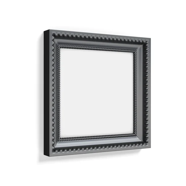 Carved black picture frame on white background. 3d rendering — Stock Photo, Image