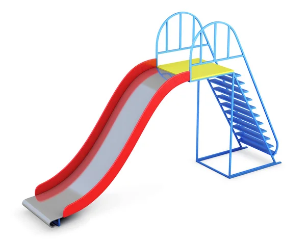Металлический детский слайд изолирован на белом фоне. 3d-рендерин — стоковое фото