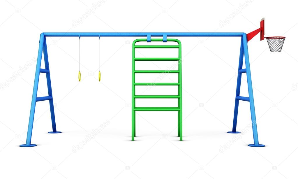 Children Playground isolated on white background. 3d rendering