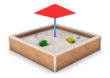 Sandbox isolated on white background. 3d rendering clipart