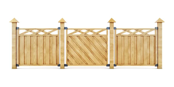 3d image of a wooden fence on a white background. — Stock Photo, Image