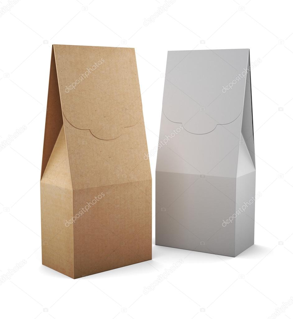 Two paper bag isolated on white background. 3d rendering