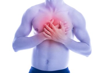 Man has heart pain in chest clipart
