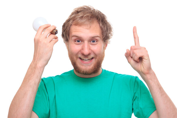 Man with idea and a bulb