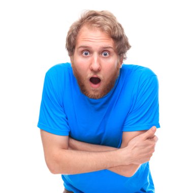 Portrait of shocked man with opened mouth clipart
