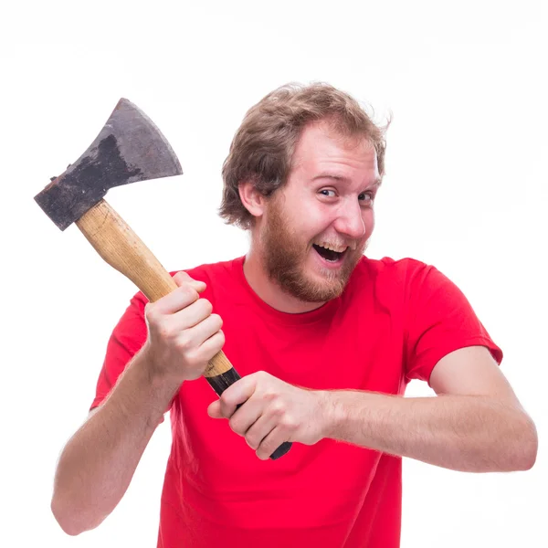 Mad man with an ax — Stock Photo, Image
