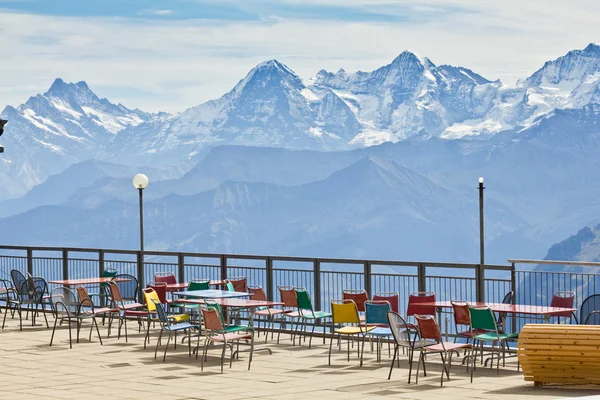 Observation deck and restaurant in the high Alps in Switzerland — Stock Photo, Image