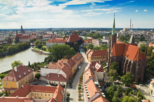 Panorama of the city of Wroclaw in Poland