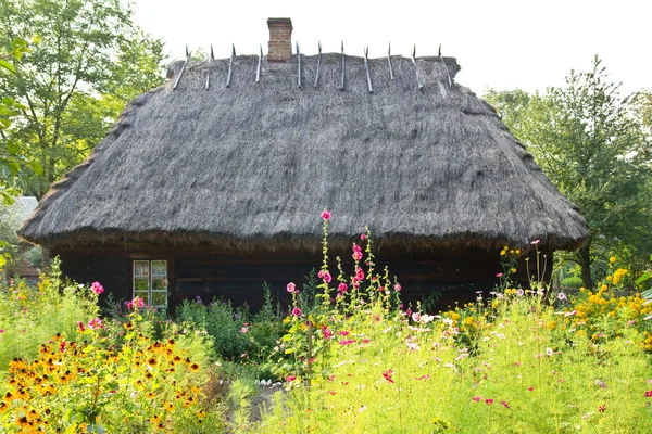 Tradycyjny drewniany domek wiejski dom — Zdjęcie stockowe