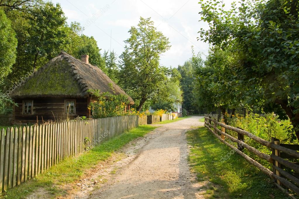 Road through traditional wooden village