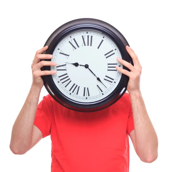 Person with big clock instead of head — Stock Photo, Image