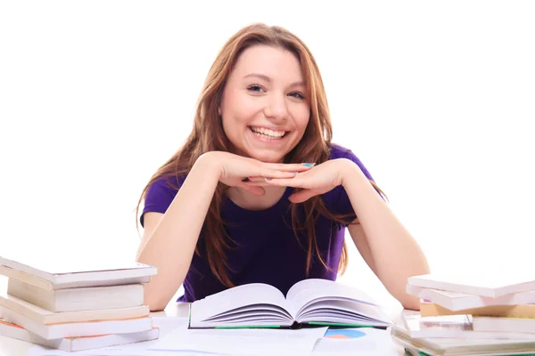 Girl learning  and smiling Stock Photo