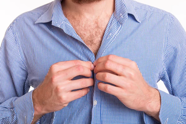 Manliga knappar skjortor — Stockfoto