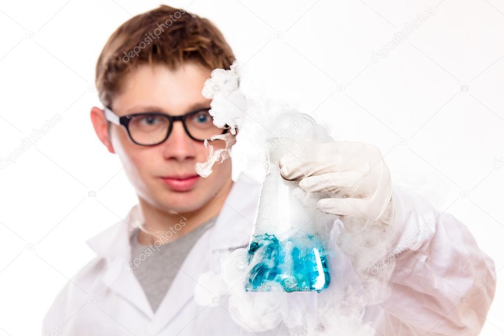 Chemist holding test tube 