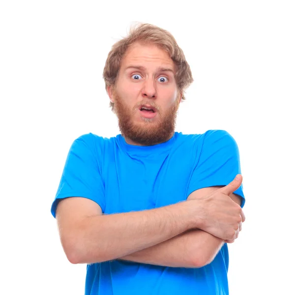 Portrait of bearded disbelief man — Stock Photo, Image