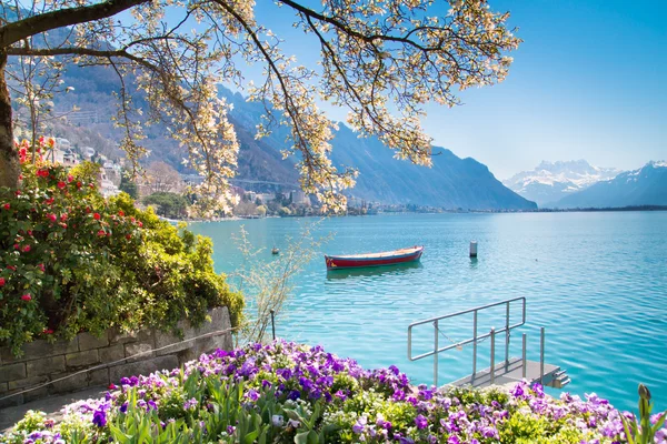 Montreux Riviera Ženevského jezera — Stock fotografie