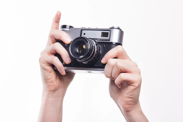 Classic 35mm old analog camera — Stock Photo, Image