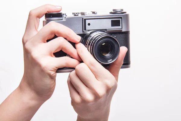 Classic 35mm old analog camera — Stock Photo, Image