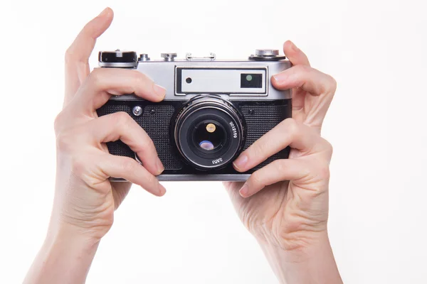 Classic 35mm old analog camera — Stock Photo, Image