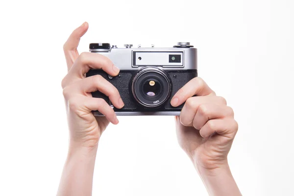 Classic 35mm old analog camera — Stock Photo, Image