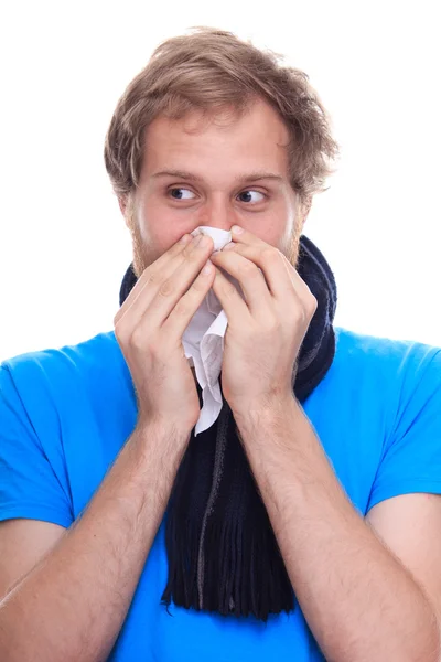 Hombre enfermo resfriado — Foto de Stock