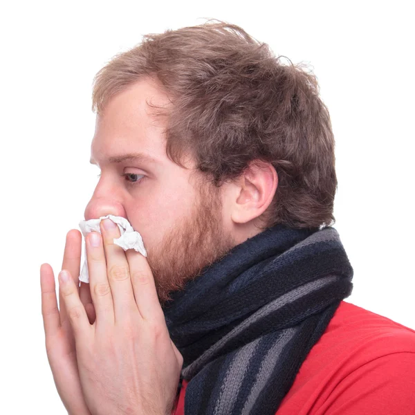 Hasta adam sahip soğuk — Stok fotoğraf