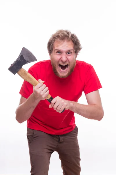 Crazy man with  ax — Stock Photo, Image