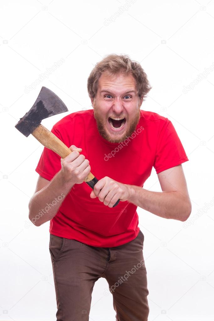 Crazy man with  ax