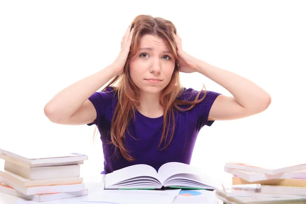 Young woman studying with books Royalty Free Stock Images