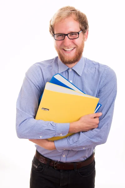 Young student holding binders — Stock Photo, Image